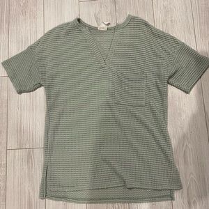Light green knitted v-neck top